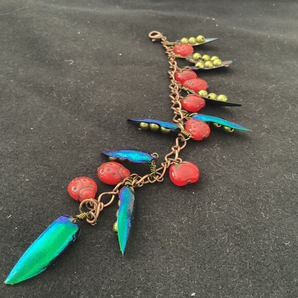 OOAK handmade jewel beetle bracelet. J0090 - Picture 2 of 6
